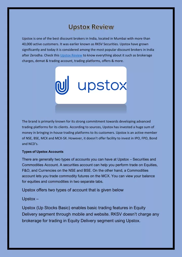 upstox is one of the best discount brokers