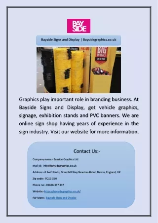 Bayside Signs and Display | Baysidegraphics.co.uk