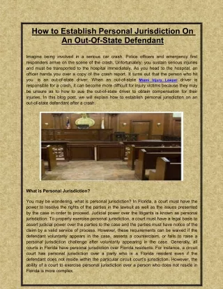 How to Establish Personal Jurisdiction On An Out-Of-State Defendant