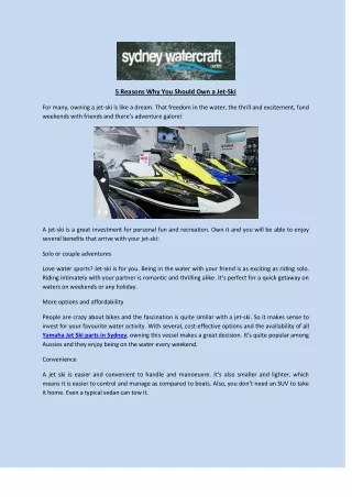 5 reasons why you should own a jet ski