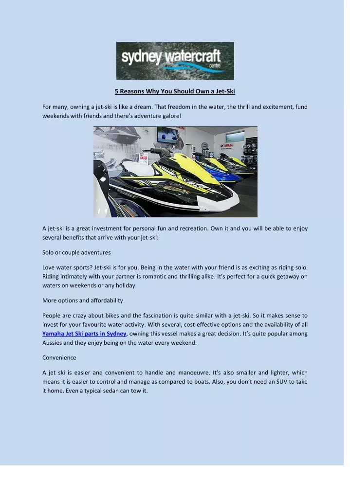 5 reasons why you should own a jet ski