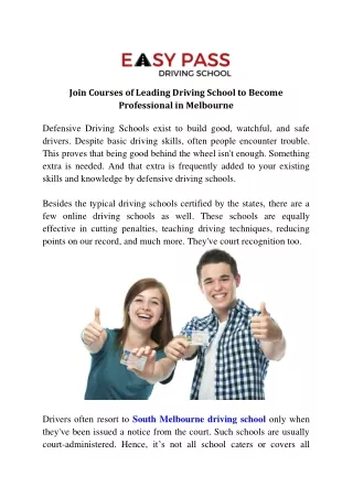 Join Courses of Leading Driving School to Become Professional in Melbourne