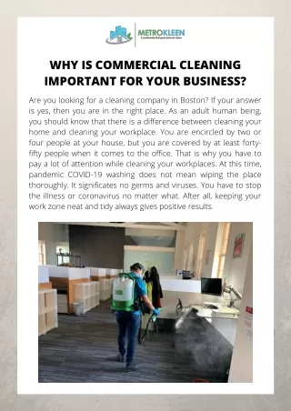 Why is Commercial Cleaning Important for Your Business?