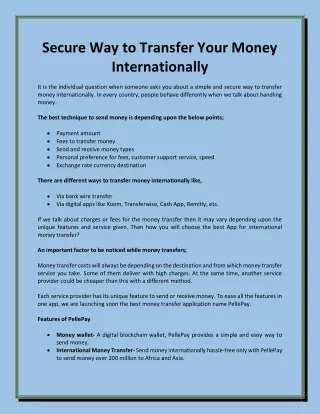 Secure Way to Transfer Your Money Internationally