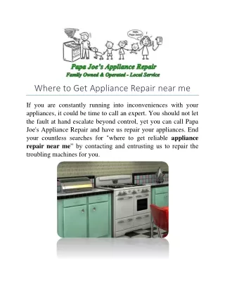 Where to Get Appliance Repair near me