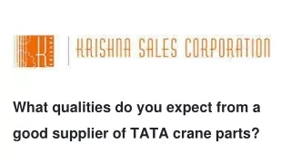 What qualities do you expect from a good supplier of TATA crane parts?