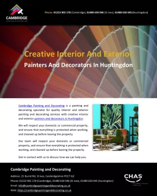 Creative Interior And Exterior Painters And Decorators In Huntingdon