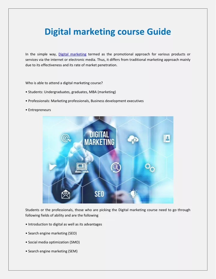 digital marketing course guide