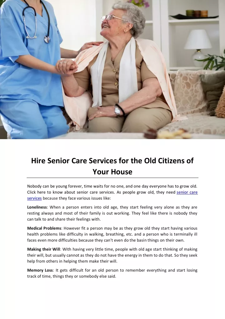 hire senior care services for the old citizens