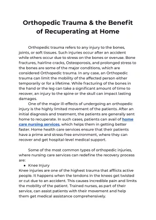 orthopedic trauma the benefit of recuperating