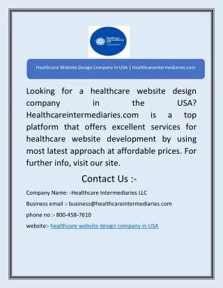 Healthcare Website Design Company in USA | Healthcareintermediaries.com