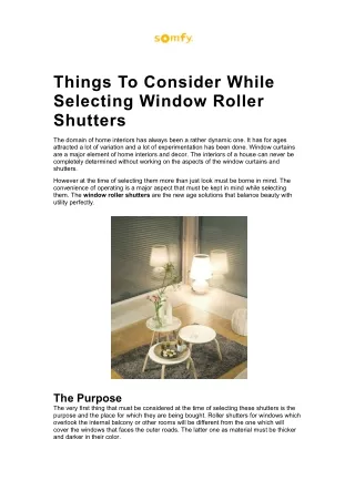 things to consider while selecting window roller