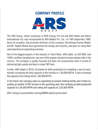 ARS Steel and Alloys International Ltd