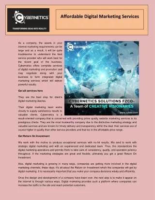 Affordable Digital Marketing Services