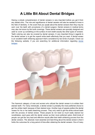 A Little Bit About Dental Bridges