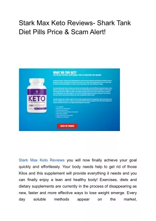 Stark Max Keto Reviews- Shark Tank Diet Pills Price & Scam Alert!