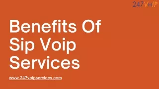 Benefits Of Sip Voip Services