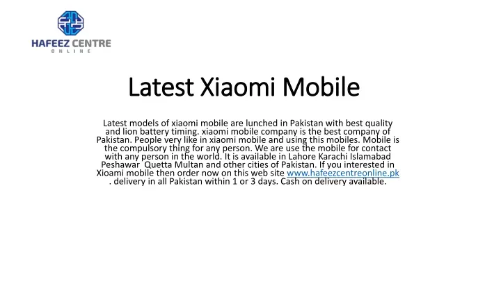 latest xiaomi mobile