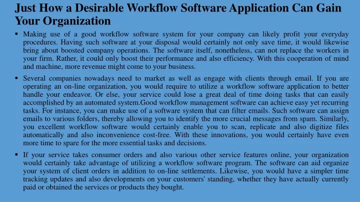 just how a desirable workflow software application can gain your organization