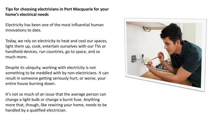 tips for choosing electricians in port macquarie