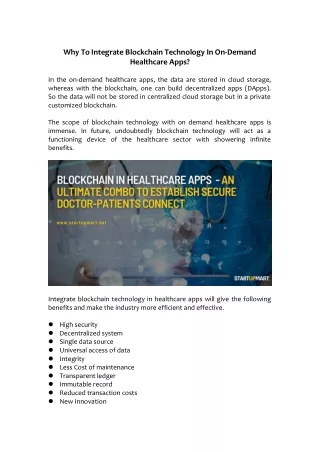 Why To Integrate Blockchain Technology In On-Demand Healthcare Apps?