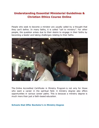 Understanding Essential Ministerial Guidelines & Christian Ethics Course Online