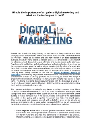what is the importance of art gallery digital