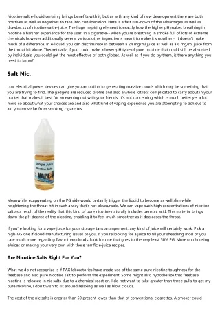 Saltnic Nicotine Salt Based Ejuice.