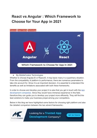 React vs Angular: Which Framework to Choose for Your App in 2021