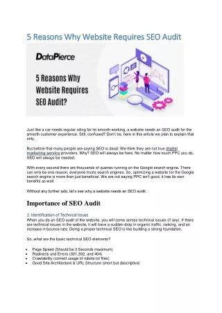 5 reasons why website requires seo audit
