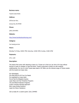 Toyota Lease Deals