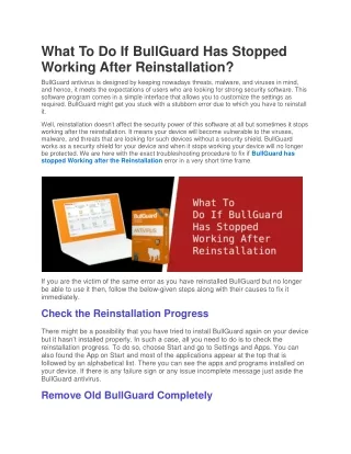 what to do if bullguard has stopped working after