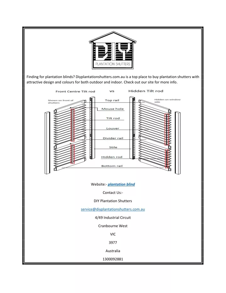 finding for plantation blinds