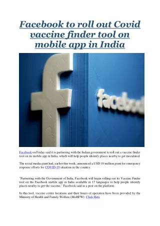 facebook to roll out covid vaccine finder tool