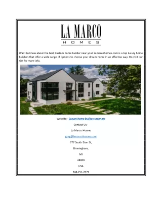Luxury Home Builders Near Me | Lamarcohomes.com