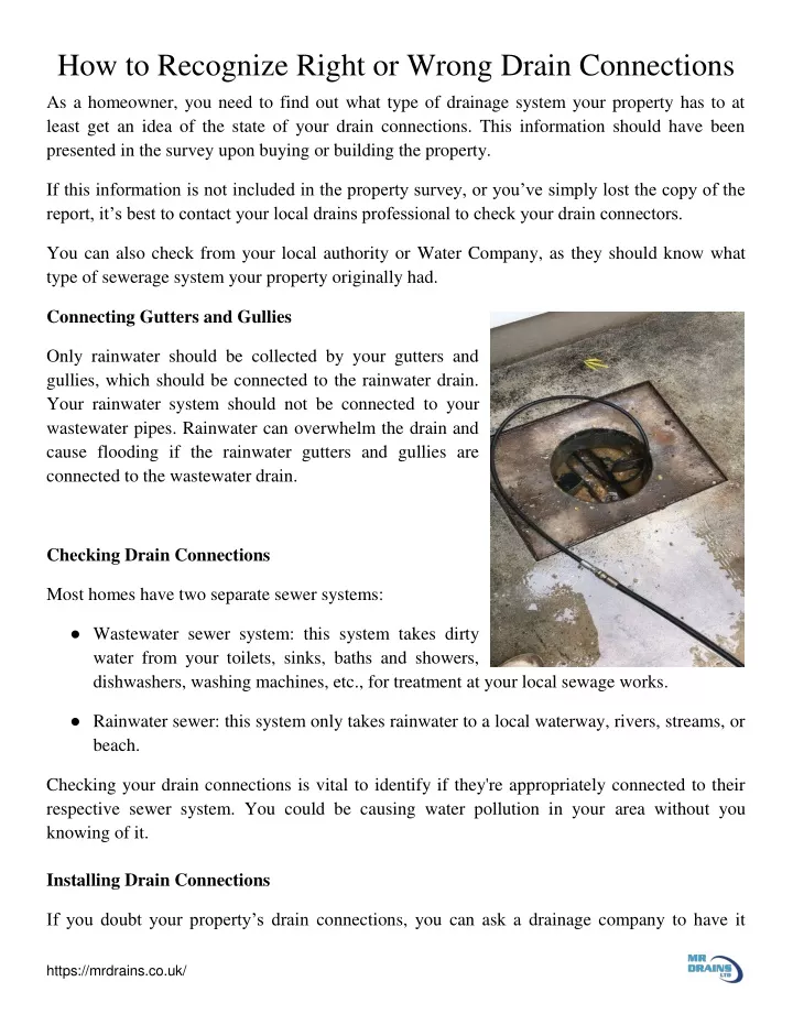 how to recognize right or wrong drain connections