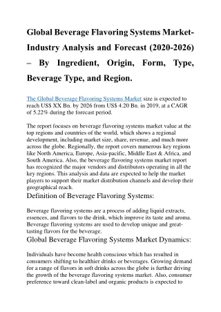 global beverage flavoring systems market