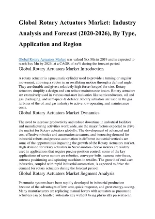 global rotary actuators market industry