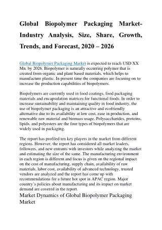 global biopolymer packaging market