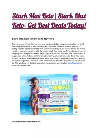 Stark Max Keto|Stark Max Keto- Get Best Deals Today!