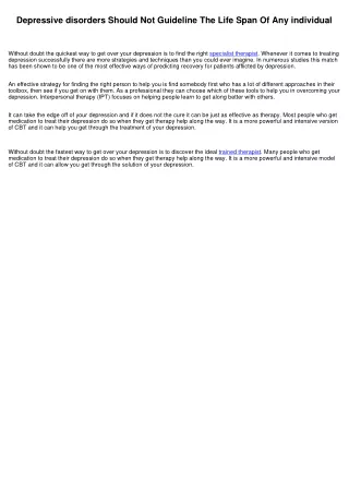 depressive disorders should not guideline
