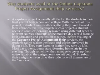 Why students avail of the Online Capstone Project