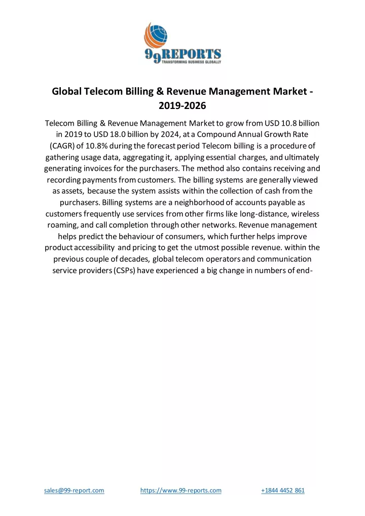 global telecom billing revenue management market