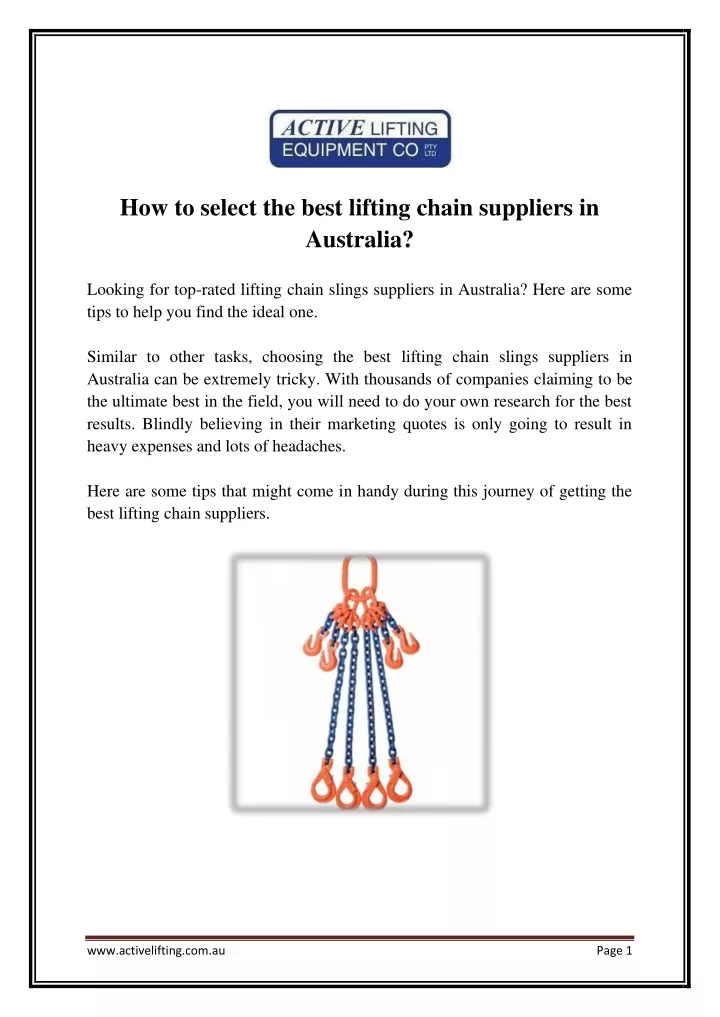 how to select the best lifting chain suppliers