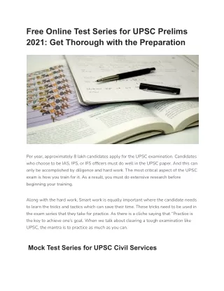 Free Online Mock Test for UPSC 2021