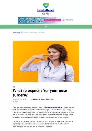 What to expect after your nose surgery