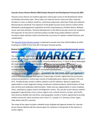 vascular access devices market 2020 analysis