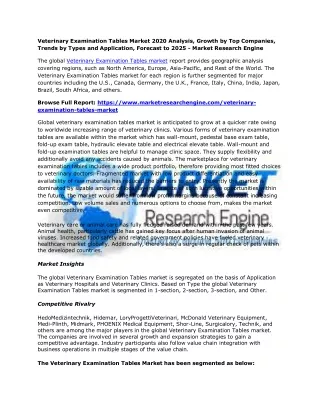 veterinary examination tables market 2020