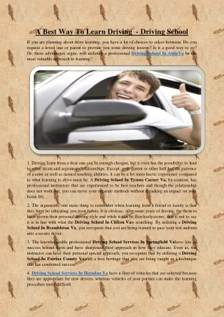 a best way to learn driving driving school