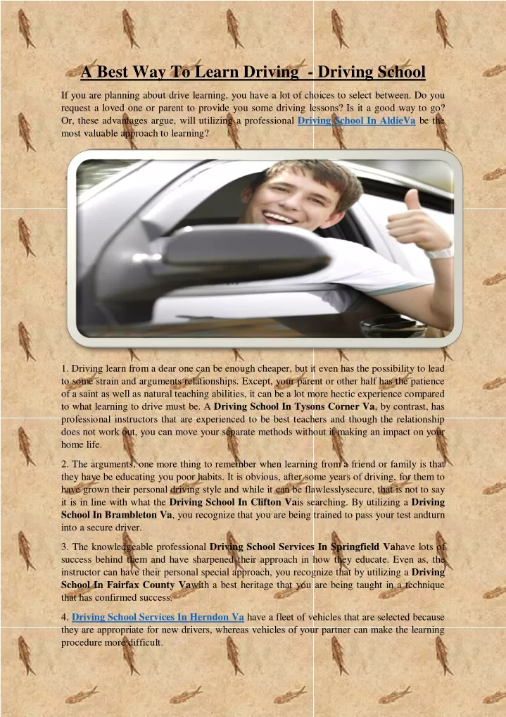 a best way to learn driving driving school